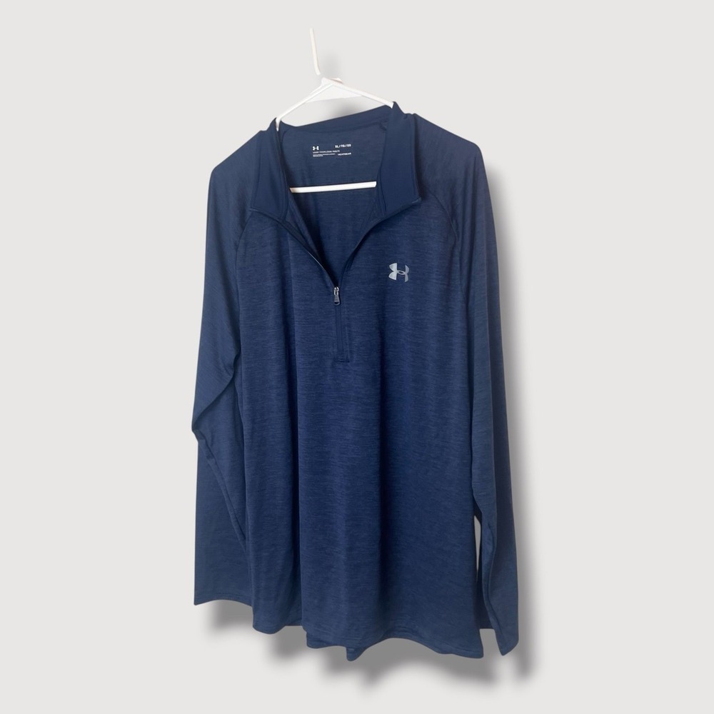 Under Armour Mens Blue 1/4 Zipper Long Sleeve Athletic Shirt Size XL